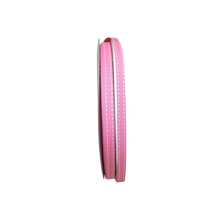 RELIANT RIBBON 0.375 in. 50 Yards Grosgrain Saddle Stitch Ribbon, Pink 25133-061-15K